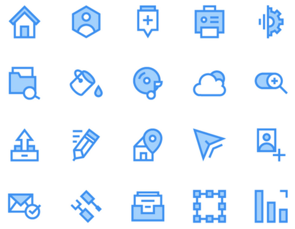40 Blue and Green Outline Icons Pack