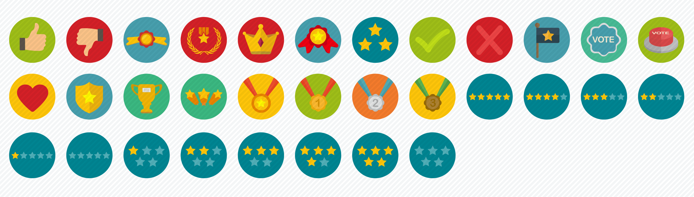 badges-rewards-flat-icons-set