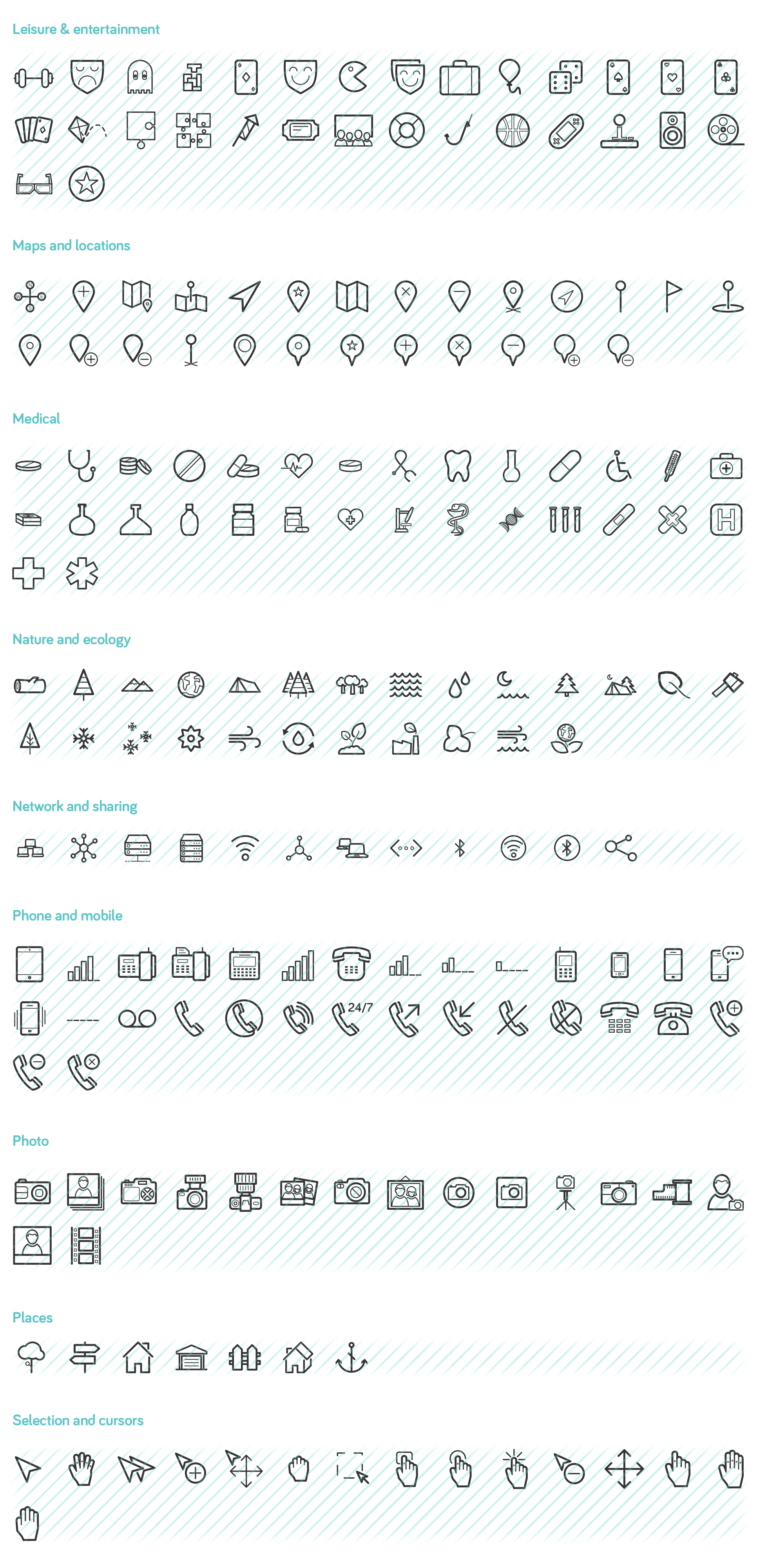 bold-outline-icons-vector-set